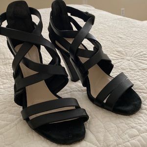 Zara black gladiator style strappy 4 inch stilleto sandals.  Size 8 US.
